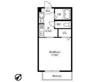 リヴラン・トロワ A・B棟(1K/1階)の間取り写真