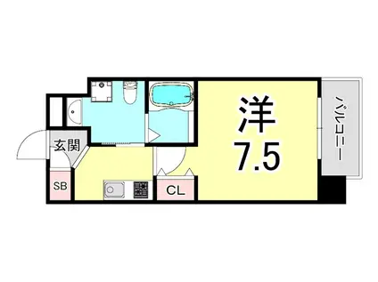 ウォークワンミニッツ王子公園(1K/3階)の間取り写真