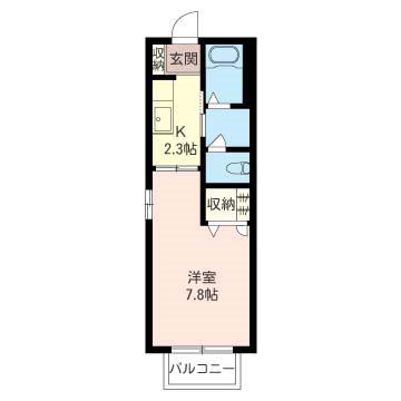 プログレスB(1K/2階)の間取り写真