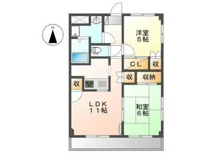 ピュア海老名(2LDK/3階)の間取り写真