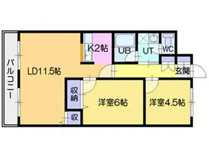 文京台グレースハイツ(2LDK/2階)の間取り写真