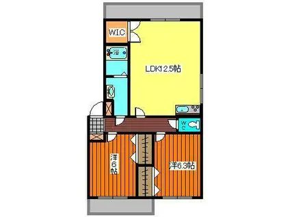 DREAMY CASTLE(2LDK/1階)の間取り写真