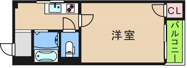 住之江ハウス(1K/4階)の間取り写真