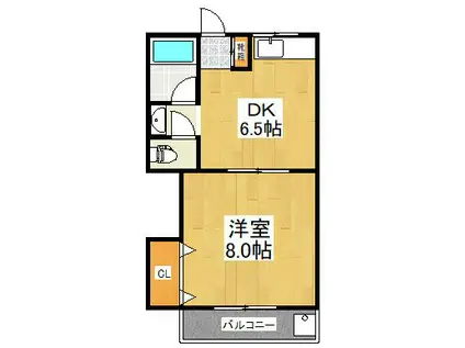 第2コーポ横田(1DK/2階)の間取り写真