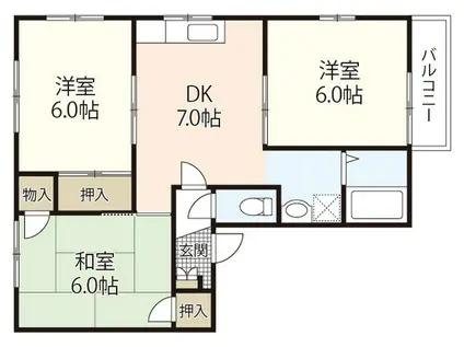 ボーン・ニュー(3DK/1階)の間取り写真