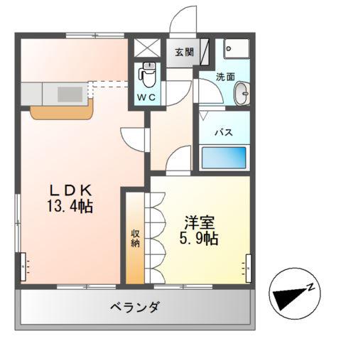 COLONNADE(1LDK/2階)の間取り写真