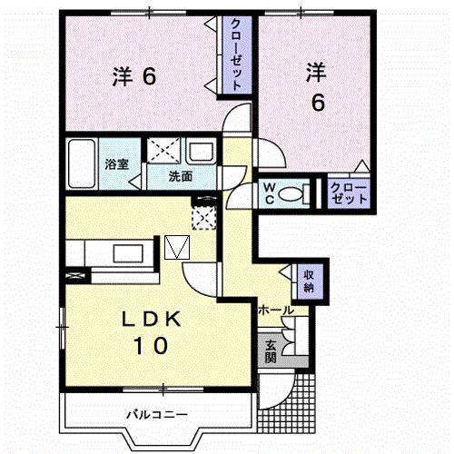リンデンB(2LDK/1階)の間取り写真