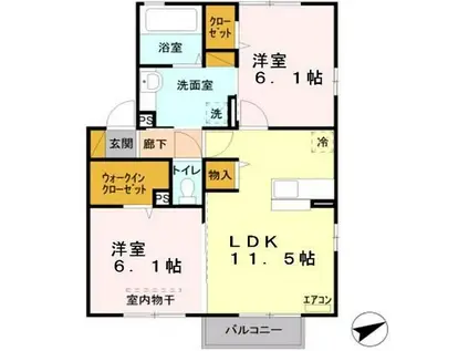 サンガーデン(2LDK/2階)の間取り写真