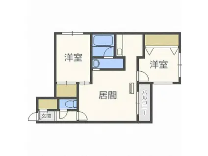 プレオン ウエストロカ(2LDK/1階)の間取り写真
