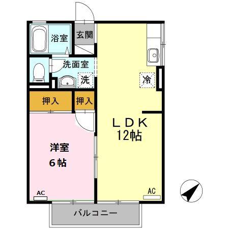 サンクレセントK(1LDK/2階)の間取り写真