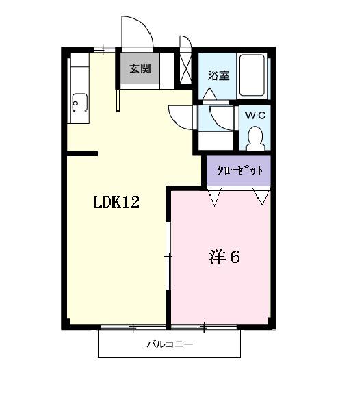 シティハイツ山本A(1LDK/2階)の間取り写真