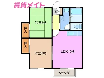 サンシティB(2LDK/1階)の間取り写真