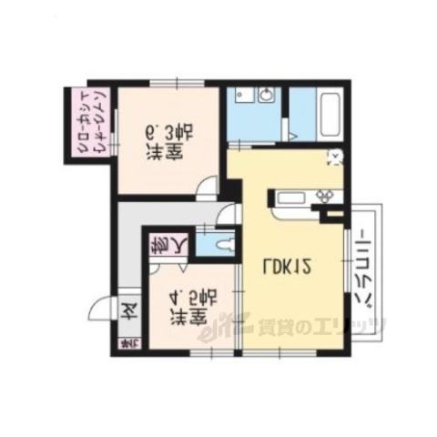 京洛舎岩倉A棟(2LDK/2階)の間取り写真