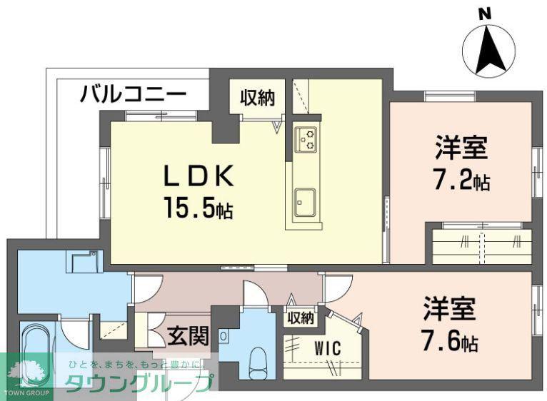 フォンテーヌ べレオ(2LDK/2階)の間取り写真