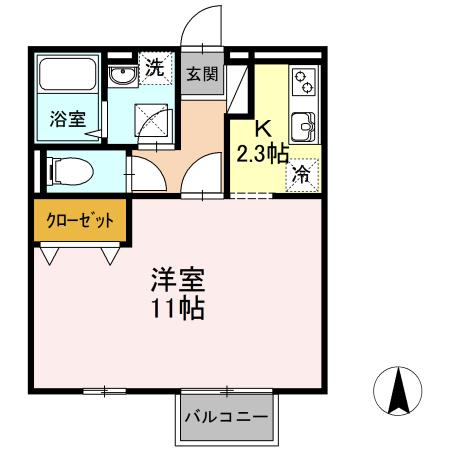 虹の奏音(1K/2階)の間取り写真