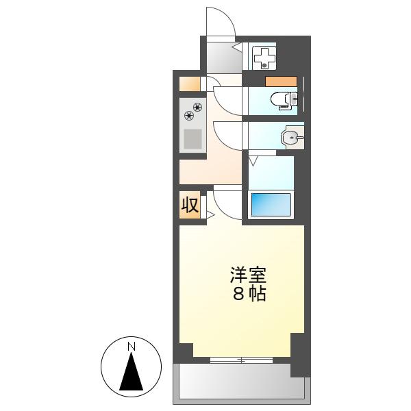 CREST TAPP新栄(1K/7階)の間取り写真