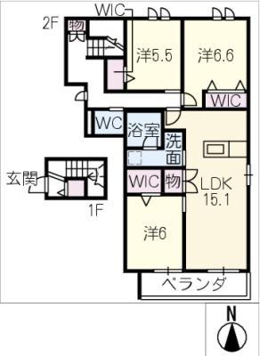 グリーンタウン赤坂(3LDK/2階)の間取り写真