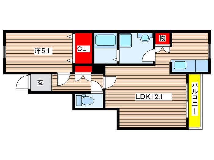 ポルトラフィネ(1LDK/1階)の間取り写真