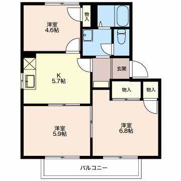 フレグランス今泉 B(3K/2階)の間取り写真