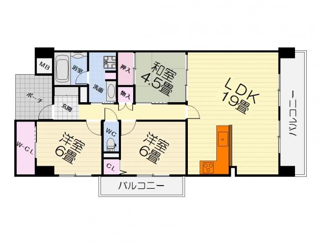 インペリアル鳳(3LDK/2階)の間取り写真