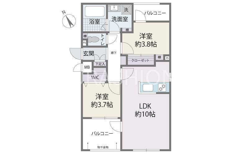 FRATRES TAKESHITAEKIMAE(2LDK/2階)の間取り写真