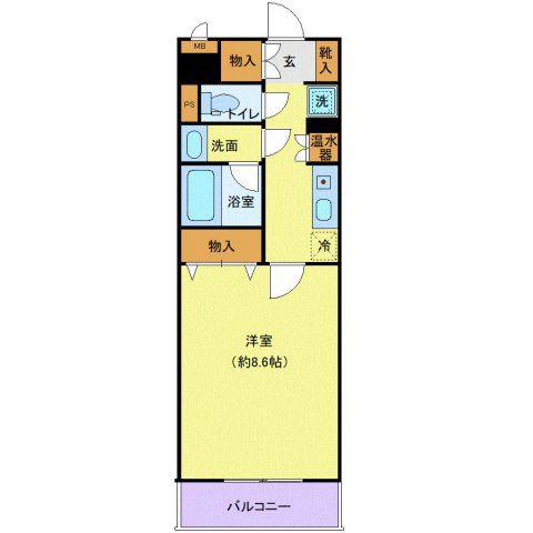 カスタリア勾当台公園(1K/8階)の間取り写真