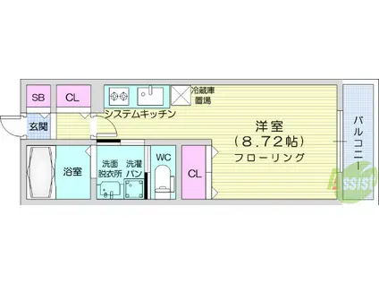 ルミエール日泉(ワンルーム/6階)の間取り写真