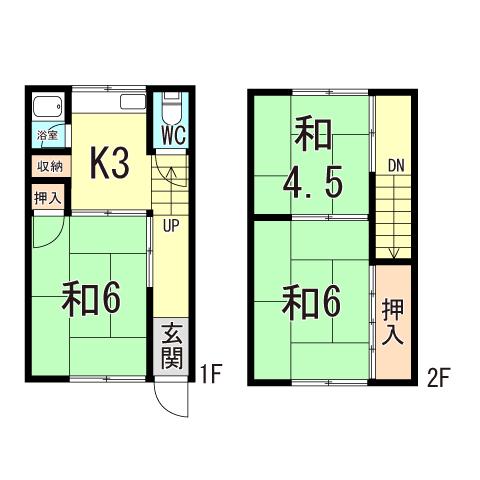 山陽電鉄本線 林崎松江海岸駅 徒歩6分 2階建 築63年(3K/1階)の間取り写真