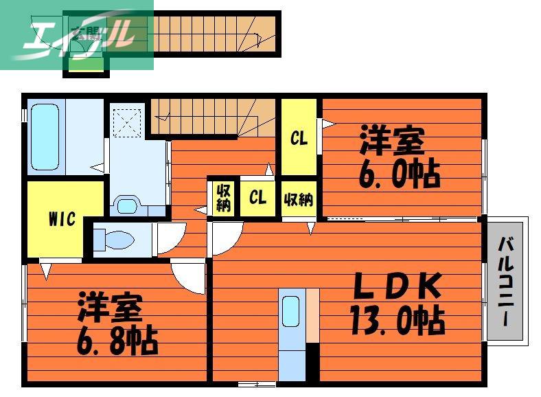 ラクスコーフ(2LDK/2階)の間取り写真