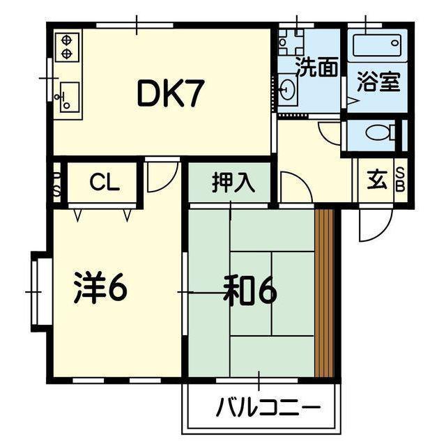 メゾンエスポワール(2DK/1階)の間取り写真