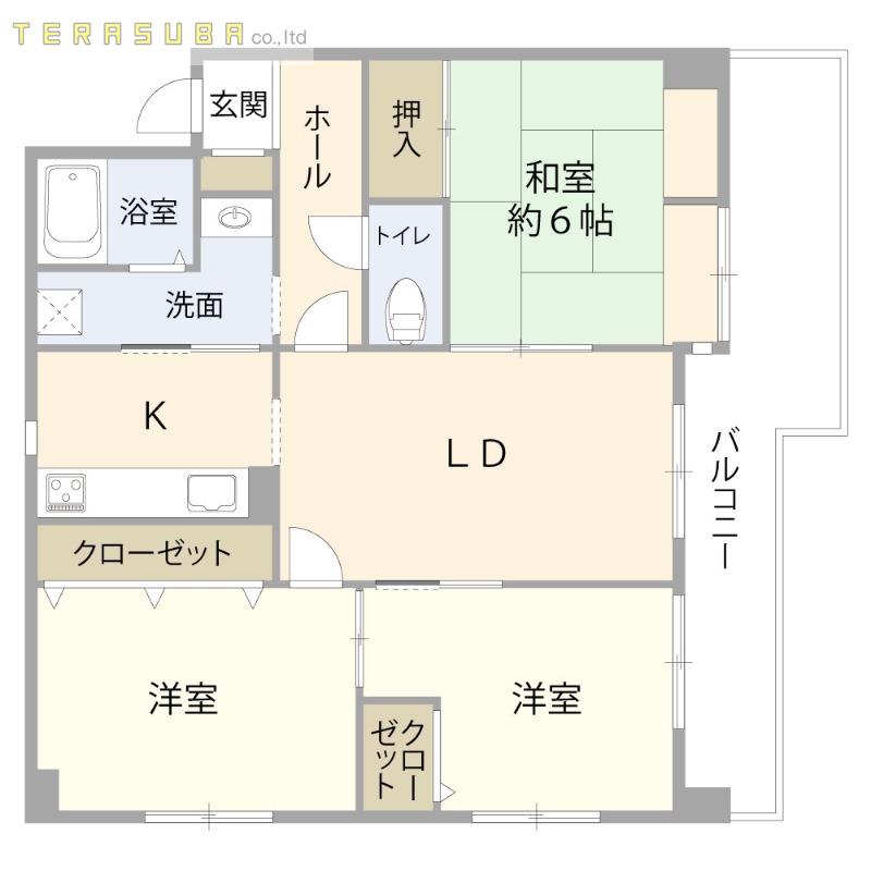 ナイスモア中島(3LDK/8階)の間取り写真