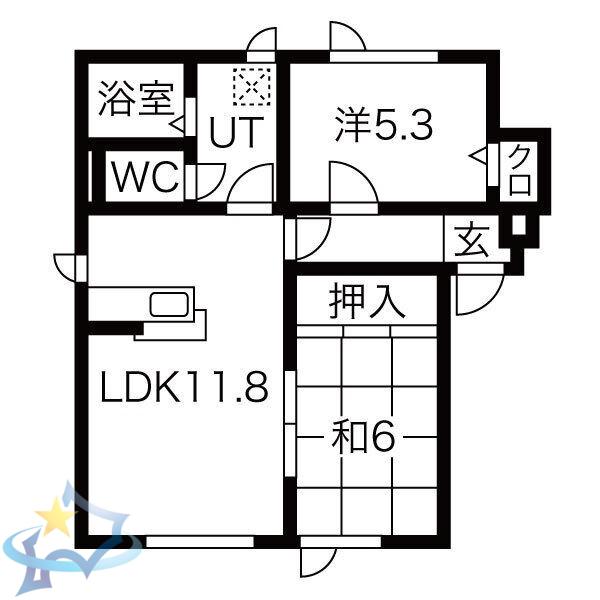 リバティーベル(2LDK/1階)の間取り写真