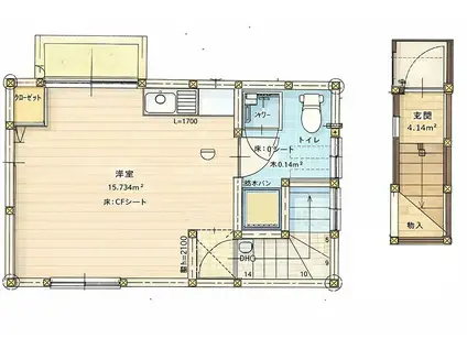 カトー事務所(ワンルーム/2階)の間取り写真