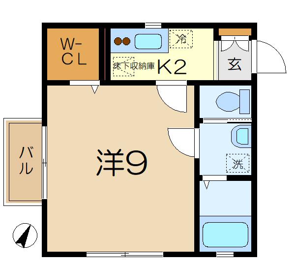 メゾン大岡A(1K/1階)の間取り写真