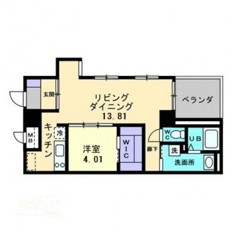 モンテ・ルーチェ喜与町(1LDK/6階)の間取り写真