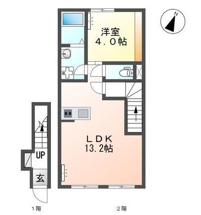 ニューページ(1LDK/2階)の間取り写真