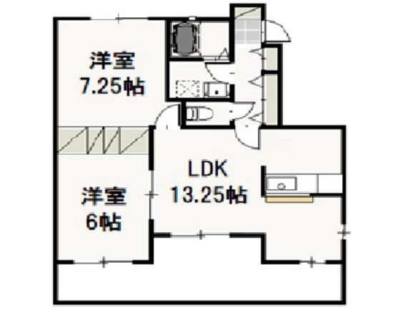 エトワール大福(2LDK/1階)の間取り写真