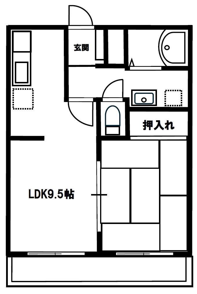 パナハイツ深津C(1LDK/2階)の間取り写真