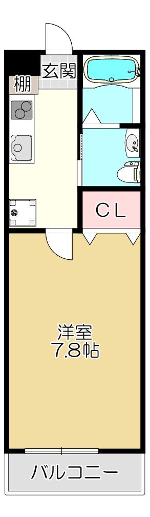 ノイヴェル巽北(1K/3階)の間取り写真