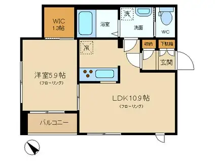 アンスリウム西原(1LDK/1階)の間取り写真