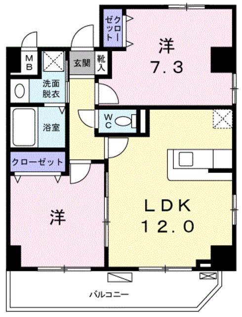 CASA CARO(2LDK/4階)の間取り写真