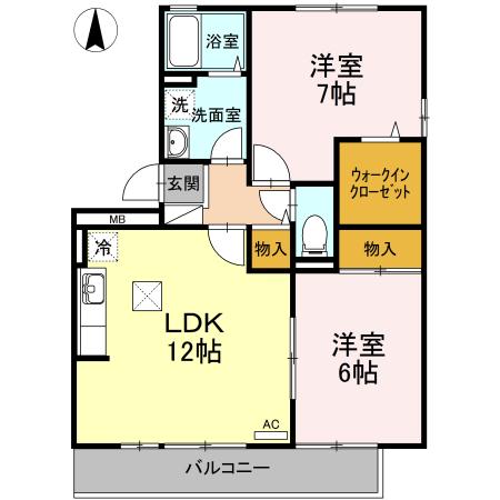 セジュール田中(2LDK/2階)の間取り写真