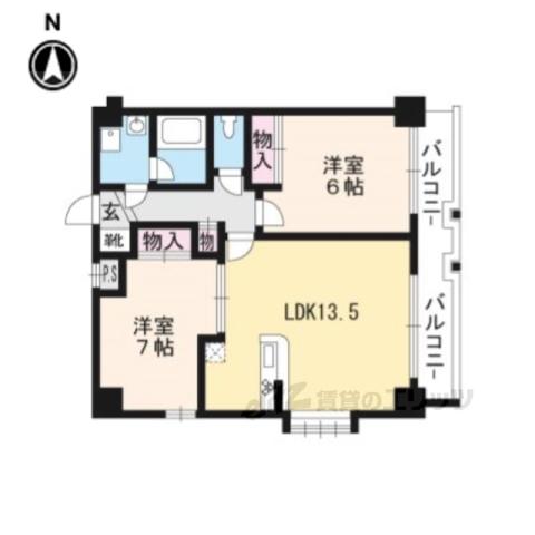 アンシャンテ(2LDK/11階)の間取り写真