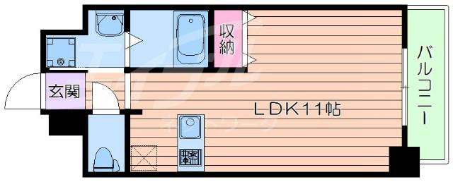 プレサンス扇町駅前(ワンルーム/14階)の間取り写真