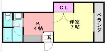 エステート高安(1K/1階)の間取り写真