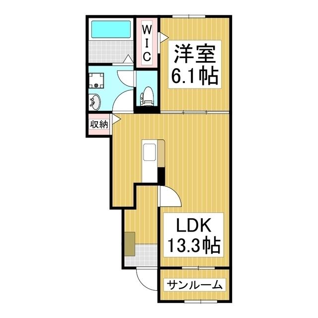 プリムヴェール(1LDK/1階)の間取り写真