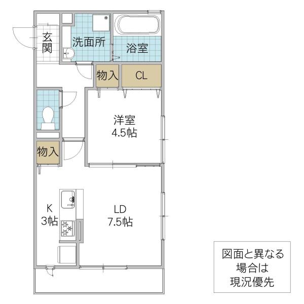 プレミスト東石川(1LDK/3階)の間取り写真