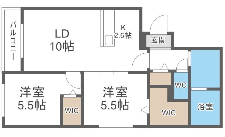 BIBOスクエア千歳(2LDK/3階)の間取り写真