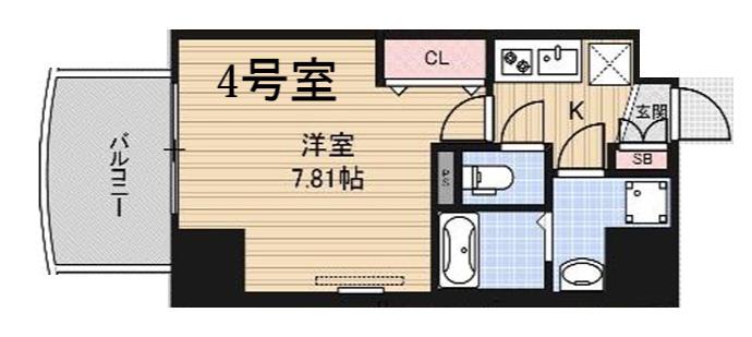 LUXE難波ウエスト(1K/13階)の間取り写真