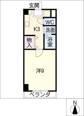 アヴェニューコート栗真B棟(1K/5階)の間取り写真